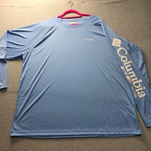 Columbia PFG Terminal Tackle Fishing Shirt Mens 2X Blue Omni-Shade Long Sleeve